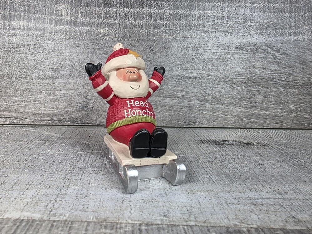 Blossom Bucket Head Honcho Santa on Sleigh Figurine Christmas B. Lloyd Rare g15h
